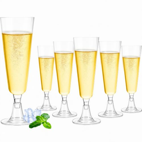 Kozdtiz Sektgläser Plastik, 50 Stück Sektgläser Kunststoff, 150ml Mehrweg Plastik Champagnergläse für Garten Hochzeitstag Duschen Partys Transparent