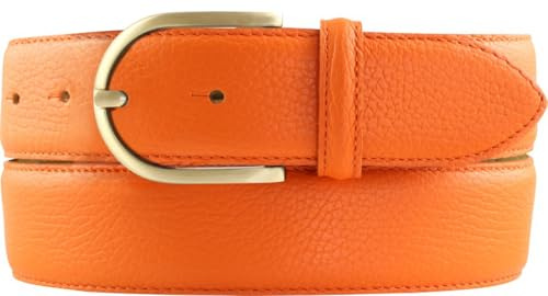 BELTINGER Damen-Gürtel aus gemasertem Leder mit Steppnaht 4 cm | Hochwertiger Ledergürtel mit Pigmentprägung 40mm Damen | Jeans-Gürtel mit goldener Gürtelschließe 4cm