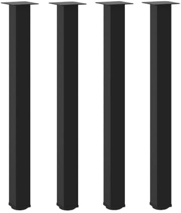 Tonture Lot de 4 pieds de table de bar noirs en acier 90-92 cm réglables en hauteur avec pieds de nivellement réglables - Pieds de rechange solides pour table basse, table mange-debout et armoire