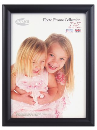 Inov8 7 x 5-Inch British Made Traditional Picture/Photo Frame, Value Black, PFVS-VBLK-75