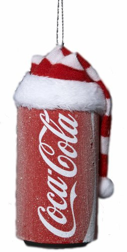 3.5 Coca-Cola Can with Santa Hat Christmas Ornament