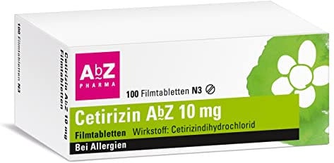 Cetirizin AbZ 10 mg Filmtabletten: Zur Behandlung von allergischen Symptomen wie Heuschnupfen und chronischer Nesselsucht,100 Filmtabletten
