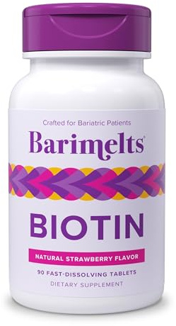 BariMelts Biotin 5000mcg, 90 Fast-Dissolving Tablets (3-Month Supply), Sugar-Free Bariatric Vitamins for Women, Natural Strawberry Flavor