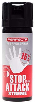Perfecta Pfefferspray Stop Attack Extreme, Tierabwehrspray 50 ml, Abwehrspray ideal zur Selbstverteidigung, 5 m Sprühweite