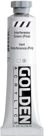 GOLDEN Heavy Body Acrylics by, Interference Green (FINE), 59 ml Tube, Professional Acrylic Paint, Transparent