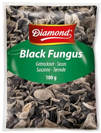 DIAMOND Setas Black Fungus (hongos negros), setas secas asiáticas para sopas y platos wok - 2 x 100 g