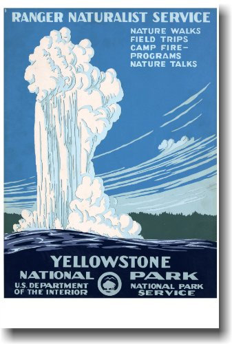 Yellowstone National Park - Geyser - Vintage Nachdruck Poster