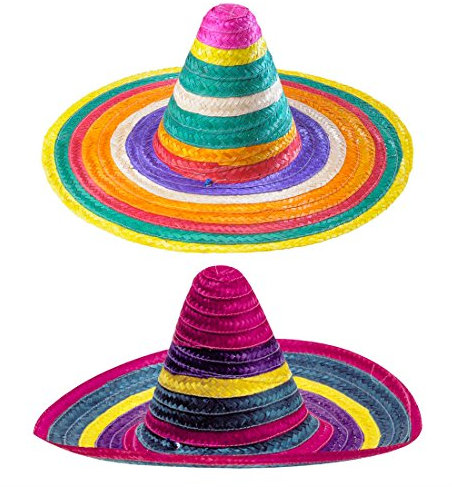NET TOYS Multicolor Sombrero Hut Mexikaner Sombreros Strohhut Sommerhut Partyhut Fasching Karneval Mexiko