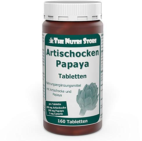 Artischocke Papaya Tabletten 160 Stk. - Nahrungsergänzungsmittel mit 200 mg Artischocke, 200 mg Papaya und 5 mg Cynarin