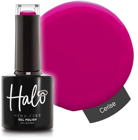 Halo Gel Polish 8ml - Cerise. UV/LED Gel Nail Polish, Long Lasting & Easy To Apply. Nail Art Colours For Manicure & Pedicure. Gel Polish For Professional & Home Use.