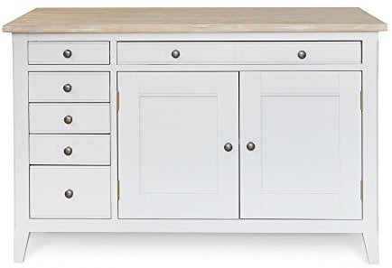baumhaus Signature Hidden Home Office Desk - Solid Wood Distressed Grey Painted Limed Top