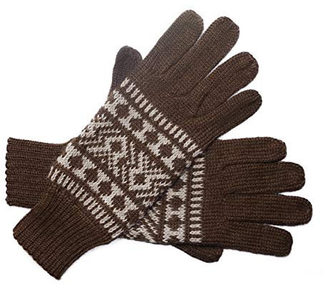 Posh Gear Alpaka Handschuhe Guantofigura Fingerhandschuhe Damen Herren aus 100% Alpakawolle, braun, Größe S