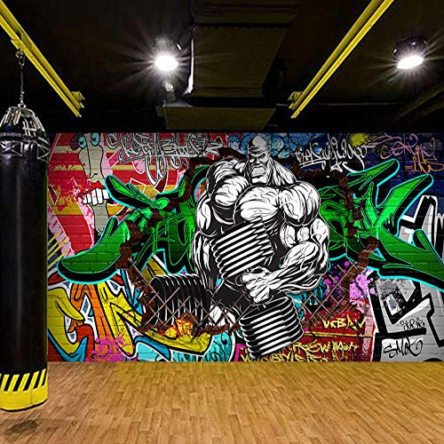 ZNNBH 3D Tapete Selbstklebende Wandkunst (B) 300X (H) 210Cm Graffiti Gym Club 3D Tapete Schlafzimmer Wand Wohnzimmer Shop Bar Cafe Wandbild Tapete Restaurant Kinderzimmer Wandbild Art Deco Wandbild