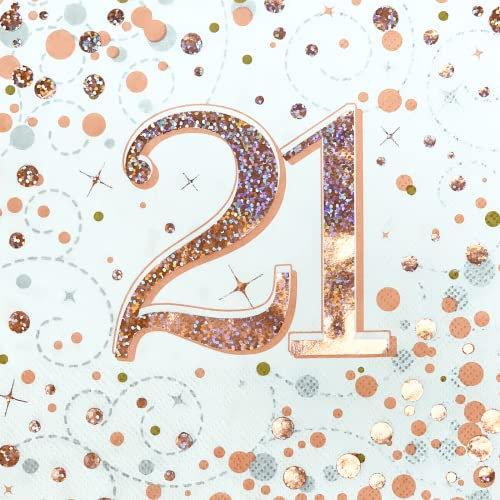 OAKTREE UK 635777 Oaktree Sparkling Fizz 21st Rose Gold 33cm x 33cm 3-ply Napkins 16pcs