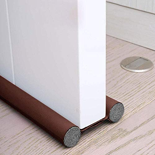 Bas de porte double isolant, Boudin de porte anti froid, Boudin de porte double isolant, Boudin protection contre courants d'air anti bruit, Joint de porte interieur universel etanche (Marron)