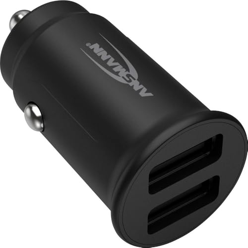 ANSMANN Kfz Auto USB Ladegerät Mini / 2-Port 2.4A, 2X USB-A, für PKW & LKW (12V / 24V), 12W Leistung, extrem kompakt, ohne LED, kompatibel mit Apple iPhone, Samsung Galaxy, Huawei, etc.