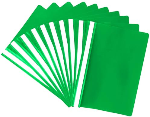 Netuno 10x Schnellhefter Kunststoff Hefter A4 Grün mit Klarsichtdeckel und Beschriftungsfeld Mappen zum Sortieren Aufbewahren Archivieren ideal für Schule Studium Büro Zuhause Dokumente