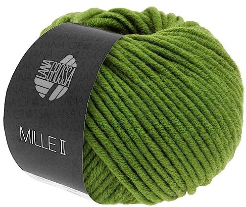 LANA GROSSA Mille II | Strapazierfähiges Mischgarn mit Merinowolle, waschmaschinenfest | Handstrickgarn aus 50% Schurwolle & 50% Acryl | 50g Wolle zum Stricken & Häkeln | 55m Garn FB147