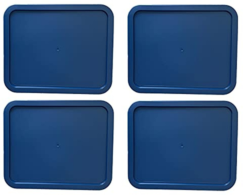 Replacement Lids for Pyrex 6-Cup Glass Food Storage Container Bowls, (8.75 x 6.75-Inch) Plastic Rectangle Lids Covers fits Pyrex 7211-PC, Airtight & Leakproof (4-Pack, Blue)