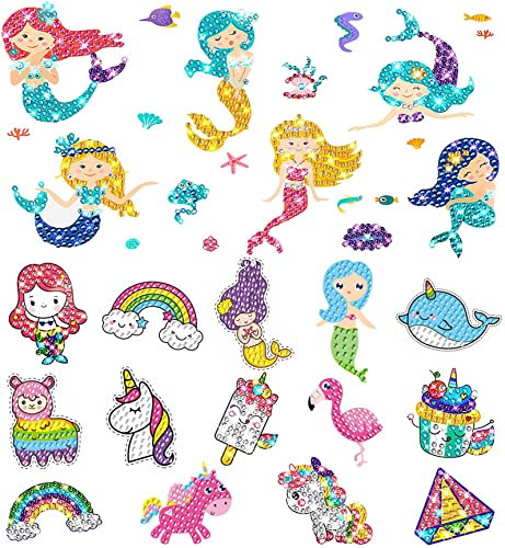 5D Diamond Painting Sticker Set für Kinder, 23 Stück DIY Karikatur Tiermalerei Tiere Diamant Aufkleber Kit [Diamant bilder für kinder] Diamant Malerei Kits für Aufkleber Farbemädchen Junge Geschenk