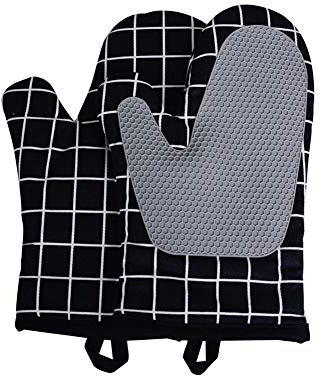 Backhandschuhe Topfhandschuhe Lustige Backofen Handschuhe Wärme Beständig Handschuhe Ofen Handschuhe Doppel Grau Ofen Handschuhe Black,One Size