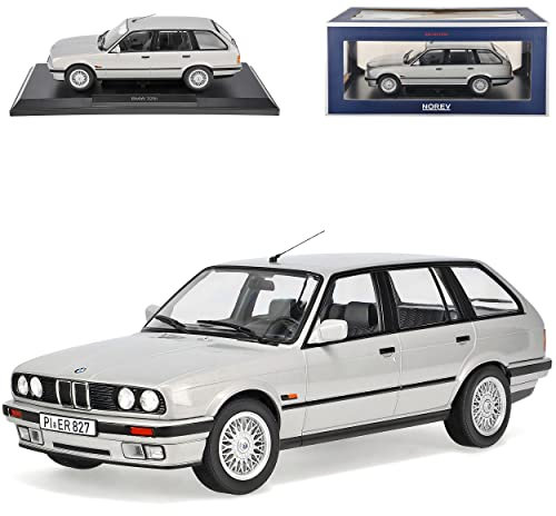 Norev B-M-W 3er E30 325i Touring Kombi Silber 1982-1994 1/18 Modell Auto mit individiuellem Wunschkennzeichen