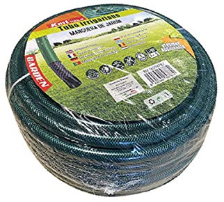 Tubo Irrigazione Retinato 3/4'' 19mm, Tubo Acqua Giardino, 3 Strati Colore Nero Verde (30M)