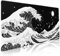 Japanisches Wellen-Mauspad, XXL, schwarz-weiß, Meeremon, ästhetischer Mond, erweiterte Schreibtischmatte, 90 x 40 cm, rutschfeste Gummiunterseite mit genähtem Rand, große Spielmatte für Tastatur,
