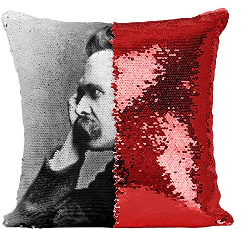 Fabulous Pailletten-Kissenbezug Rot Friedrich Nietzsche Philosoph Berühmtheit Porträt