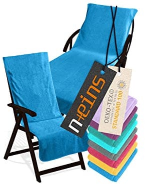 npluseins Schonbezug für Gartenliege oder Gartenstuhl - Frottee 1593.2317, Liege 70 x 200 cm, blau