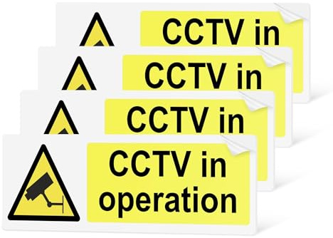 CCTV In Operation Sign – 2/4/6/10 Pack Self Adhesive CCTV Stickers – 15cm x 5cm Landscape Warning Signs for Outdoor Indoor Use (4)