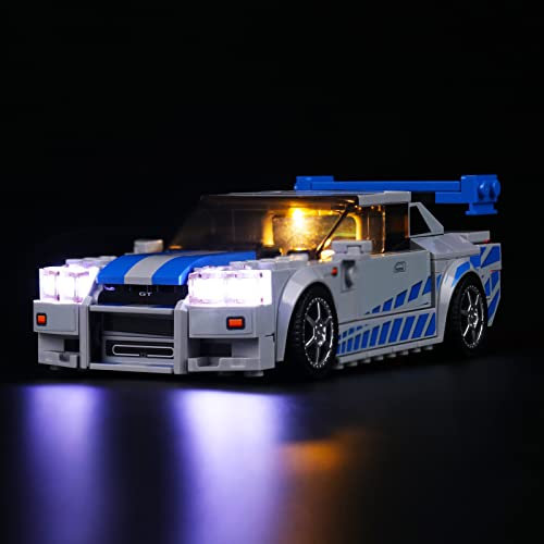 LocoLee Led Licht Set Kompatibel mit Lego Nissan Skyline, Led Beleuchtungs Set Compatible with Lego 76917 Speed Champions Nissan Skyline GT-R (R34) - Nur Lichter Set, Kein Modell