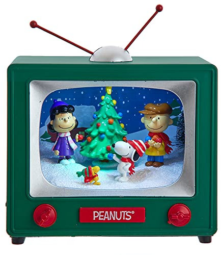 Peanuts Kurt Adler 15,2 cm batteriebetriebener Outdoor-Szene, Musik-TV-Tisch