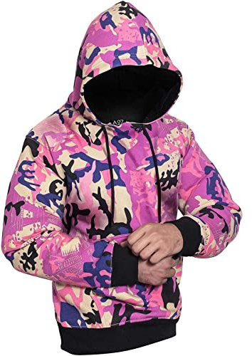 A2Z Mens Fleece Hoodie Pullover - Plain Sweatshirt Camo Baby Pink M