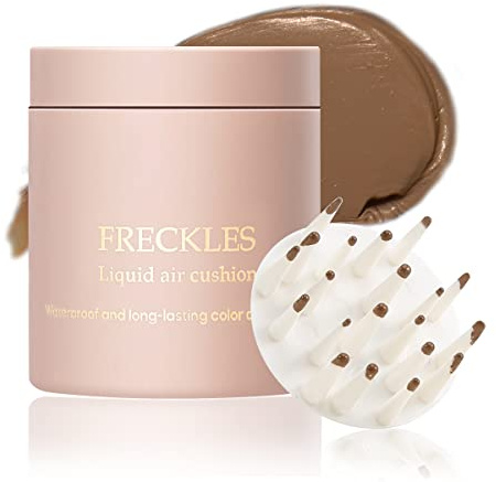 Boobeen Freckle Stamp Face Freckles Air Cushion Liquid Freckle Makeup Stamp Waterproof Fake Freckle Pen Long Lasting Quick Dry Small Spot Freckle Makeup, Create Natural Freckles Makeup