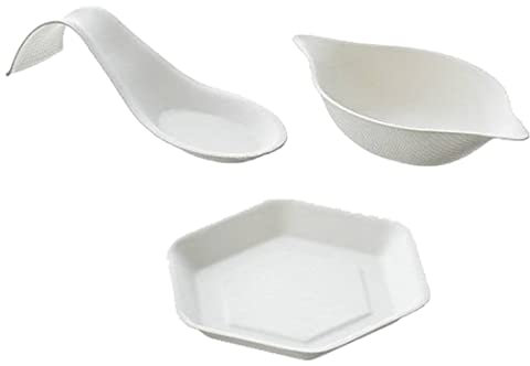 MAQA 50 pz Ciotoline aperitivo usa e getta monoporzioni finger food, vassoio aperitivo in polpa di cellulosa, ciotole monouso per assaggi ESAGONALE