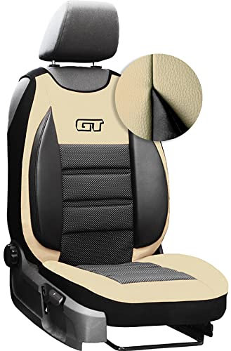 moto-MOLTICO Autositzbezüge – Autositzschoner Universalgröße - Sitzauflage Auto - Ökologisches Leder - Sitzbezug Auto Fahrersitz - Matte für Sitze im Auto - Schonbezug Autositz - Beige