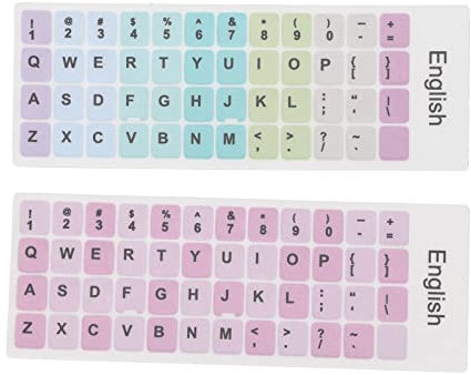 GOWENIC Keyboard Stickers, 2pcs English Colorful Laptop & Desktop PC Keyboards