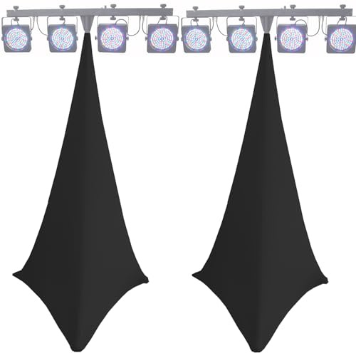 1 Paar XL Schutzhülle für Lautsprecherstative / Lichtspiele aus Elastan, ausziehbar, Bezug für Stativ, Lycra, doppelseitig, Schwarz