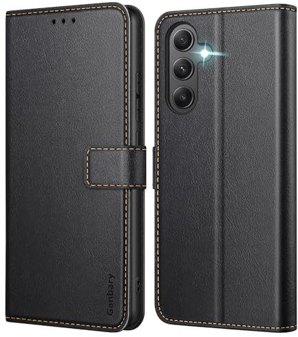 Ganbary Coque pour Samsung Galaxy A35 5G, [Housse en Cuir PU Premium] [Etui à Rabat] [Pochette de Portefeuille], Étui de Protection pour Samsung Galaxy A35 5G - Noir