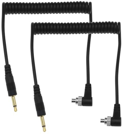 Create idea 2PCS Flash Spiral Cable Flash Cord Digital Camera Sync Lead 3.5mm to PC Sync Cord Compatible with Nikon Compatible with Canon Camera Accessories