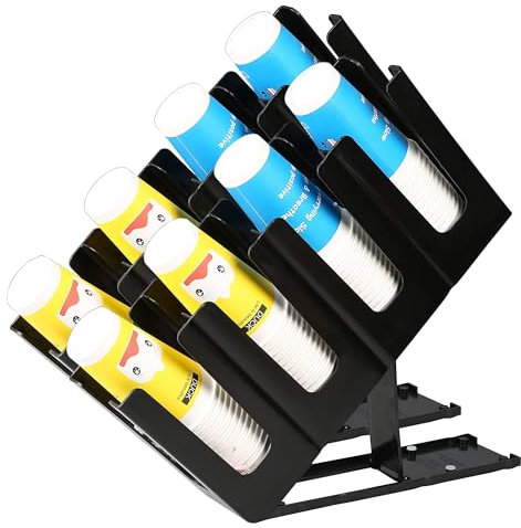 EASYROSE 2PC Coffee Cup Holder Disposable Paper Cup Dispenser Adjustable Coffee Station Organizer Party Cup Lid Holder for Cafe Buffet Restaurant, Black