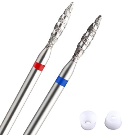Acycoin2A 2PCS Tornado Flame Diamond Nail Drill Bit 3/32 Manicure Cutters Rotary Burr Drill Accessories Spiral Nail Mills Tool (Model D)