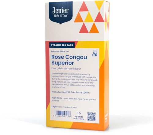 Rose Congou Superior China Black Tea - 15 Biodegradable Pyramid Tea Bags