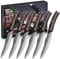 SYOKAMI Steak Knives Set of 6, 4.8 Inch High-Carbon Japanese Stainless Steel Non-Serrated Steak Knife with Wood Handle, Damascus Pattern Full Tang Design, Razor-Sharp Dinner Knives with Gift Box