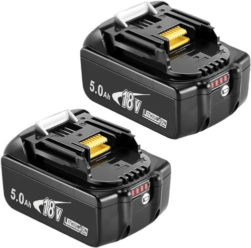 2 Stück 18V 5.0Ah BL1850 Ersatzakku für Makita 18V Akku Li-Ion Ersatzakku für Makita BL1850B BL1850 BL1840 BL1830 BL1820 BL1815 194205-3 LXT-400 mit LED-Anzeige