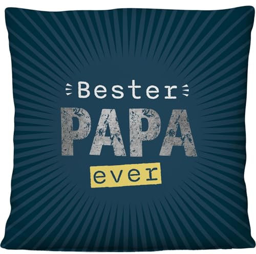 Gruss & CO Kissen Motiv Bester Papa Ever | Plüschkissen, Polyester, 25 cm x 25 cm, Wendemotiv, mit Loop | Geschenk für Papa, Vatertag, Geburtstag | 73889