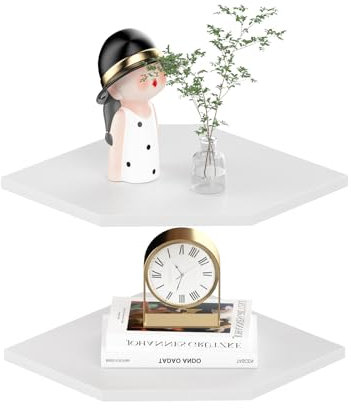 JJL Eckregal Wandbehang, Wand-Eckregal mit Linienloch, 2er-Set, verwendet für Wandeckdekoration und Aufbewahrungsfunktion, oft verwendet für Schlafzimmer-Innenwand-Eckdekoration (30 cm, Weiß)