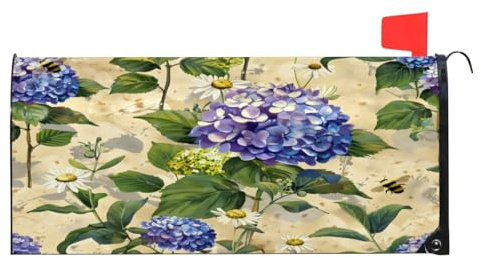 Mintoprints Hortensien-Blumen-Briefkasten-Abdeckung, magnetische Briefkasten-Abdeckung, Dekoration für Garten, Hof, Standardgröße 45,7 x 53,3 cm