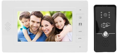 Wired Video Intercom System, 7 Inch Monitor Wired Video Door Phone Doorbell Kits, Wide Angle Night Vision Camera, Wall Mounted, for Apartments, Villas, Hotels (UK)